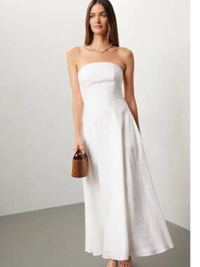 FAVORITE DAUGHTER Favorite White Linen Midi Dress Size 4